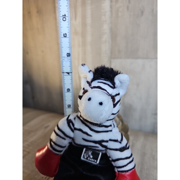 Burton + Burton Zebra Boxer Plush 8″ Stuffed Animal Red Gloves Black Trunks - Picture 4 of 5